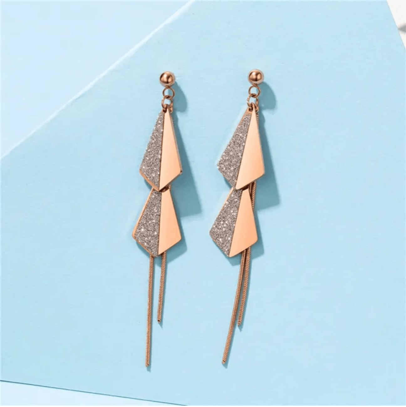 Golden Anti Tarnish Kite Shape Earrings