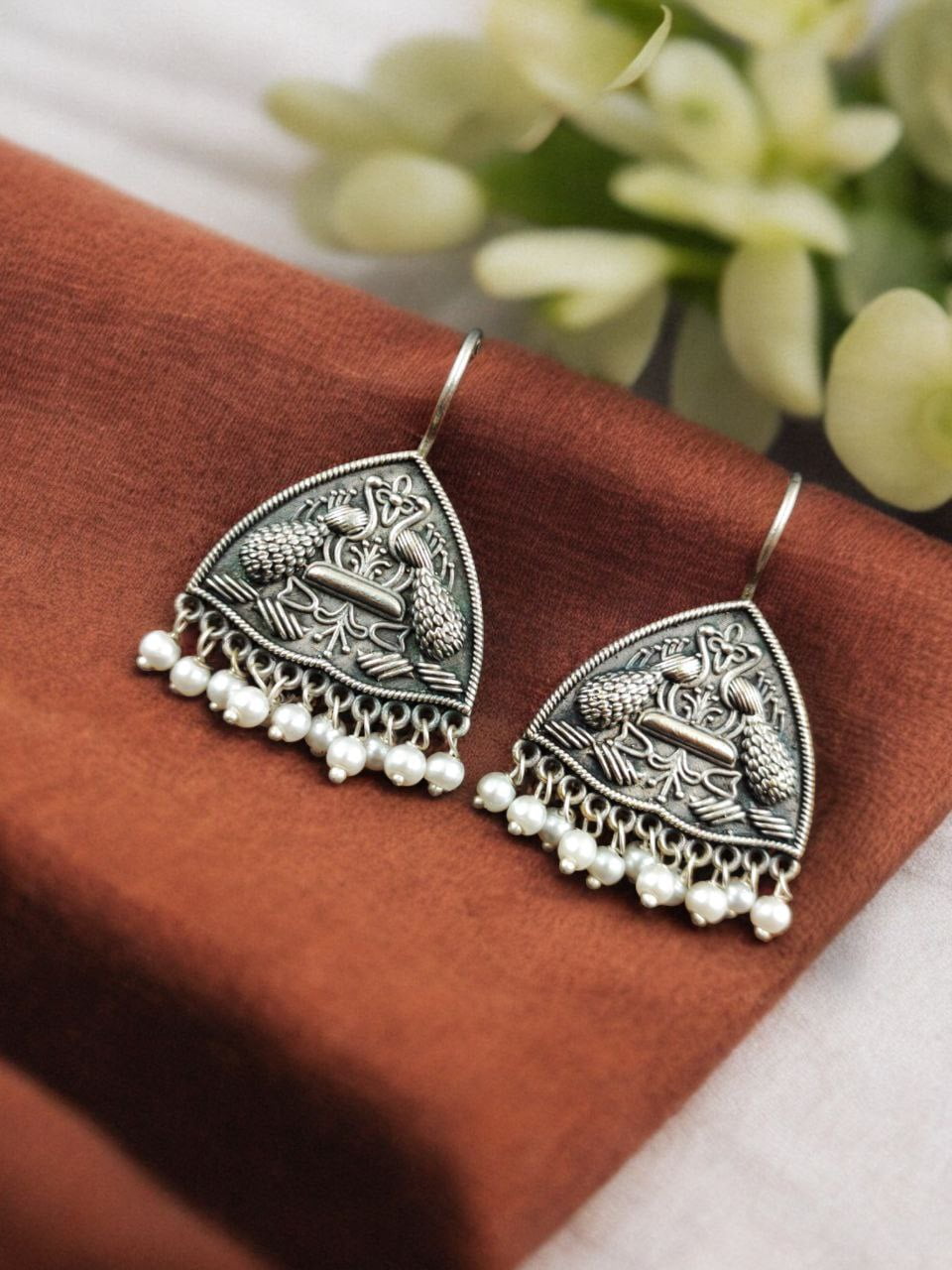 Silver Replica Peacock Earrings Unique Design Hook Style