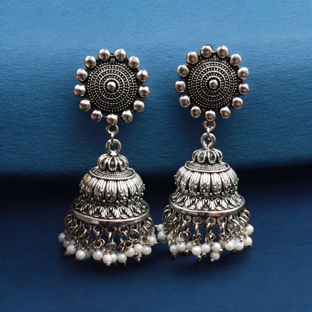 Unique Oxidised Jhumka |German Silver Jhumki Earrings