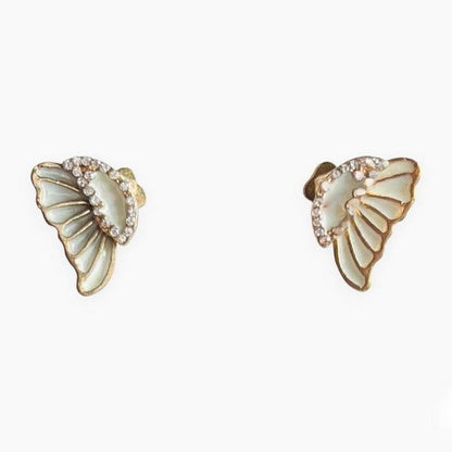 Trendy Double Sided Golden-White Butterfly Earrings