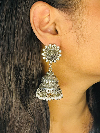 Unique Oxidised Jhumka |German Silver Jhumki Earrings