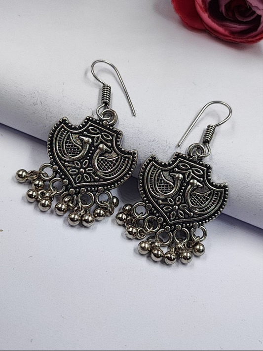 Oxidized German Silver Lightweight Casual Hook Earrings