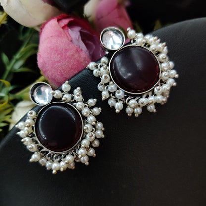 Designer Monalisa Studs Hand Made Earrings With Pearls Beads