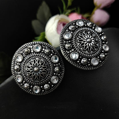 Round Shape Oxidised Stud Earrings