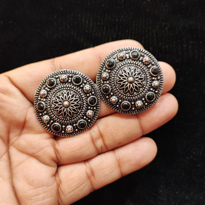 Round Shape Oxidised Stud Earrings