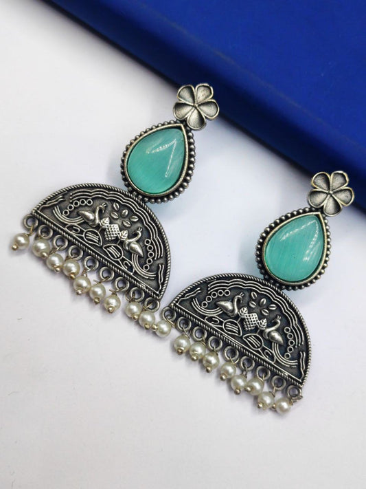 Peacock Stud Earrings – Silver Look alike Monalisa Stone Earring