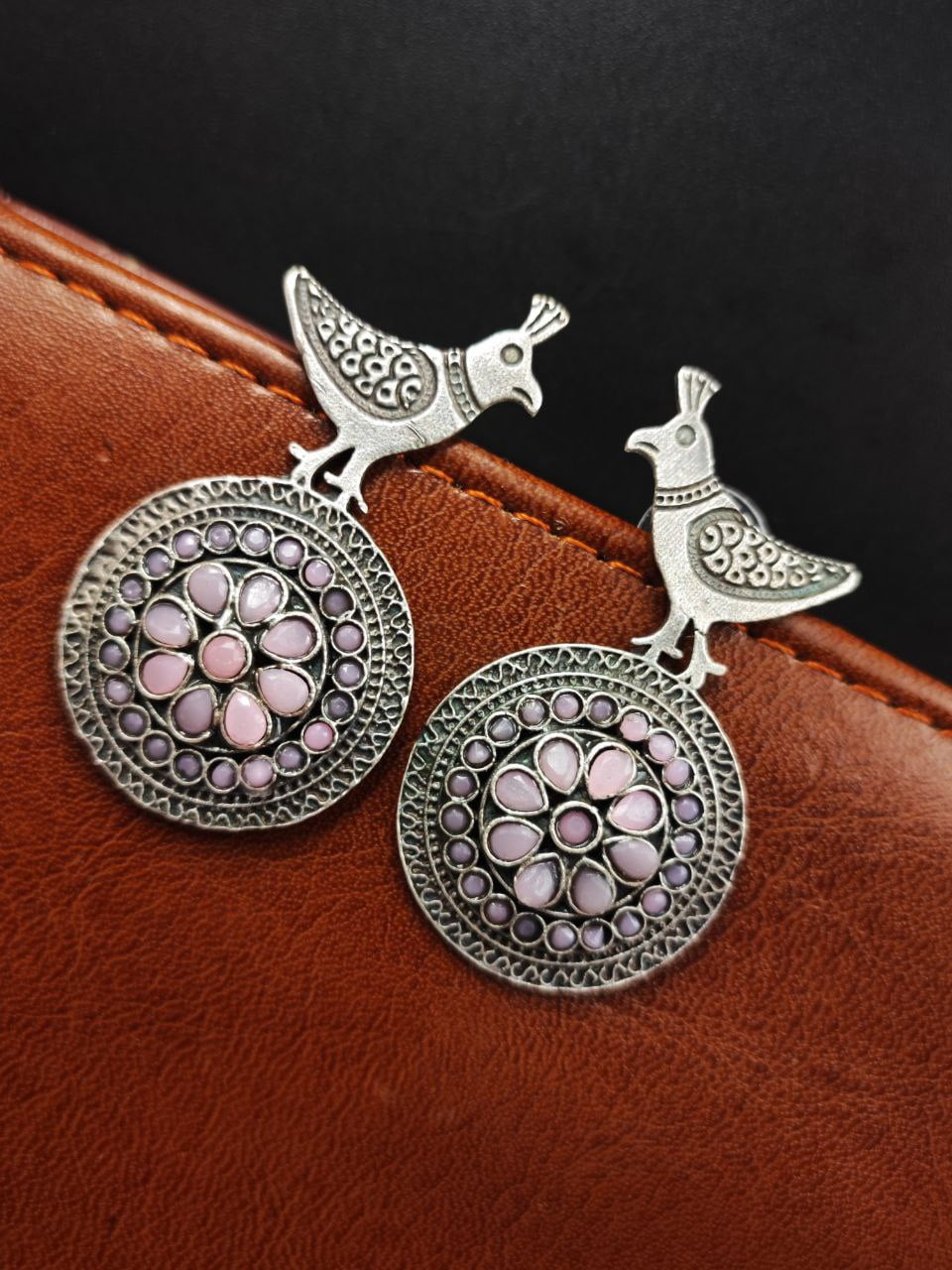 Silver Replica Peacock Stud Earrings