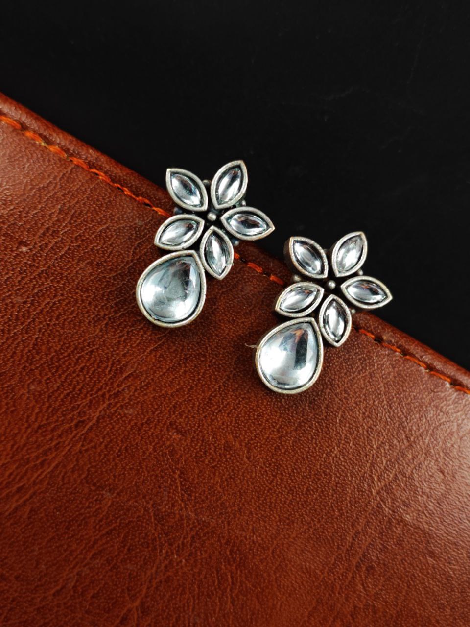 Trendy Stud Earrings | Silver Replica Stone Earring