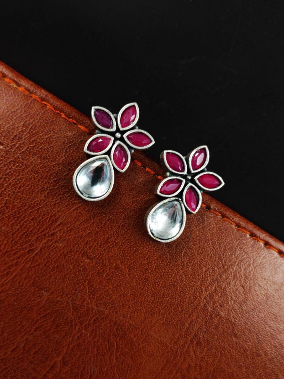 Trendy Stud Earrings | Silver Replica Stone Earring