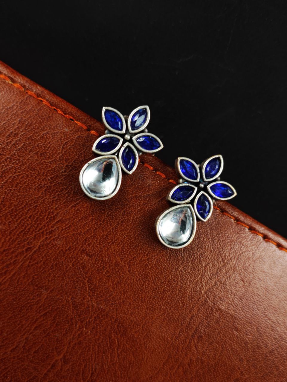 Trendy Stud Earrings | Silver Replica Stone Earring