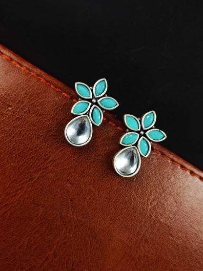 Trendy Stud Earrings | Silver Replica Stone Earring