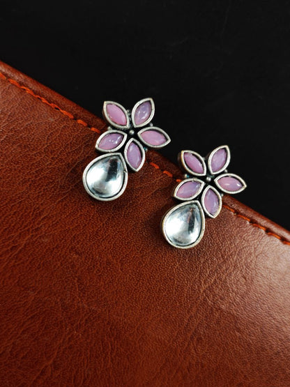 Trendy Stud Earrings | Silver Replica Stone Earring