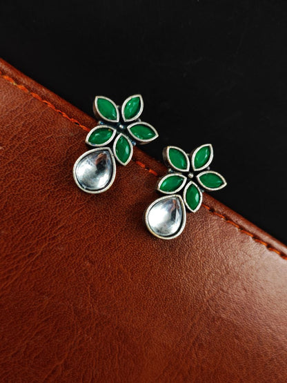 Trendy Stud Earrings | Silver Replica Stone Earring