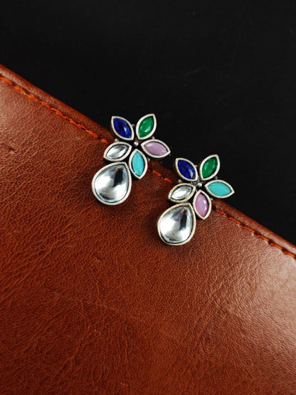 Trendy Stud Earrings | Silver Replica Stone Earring