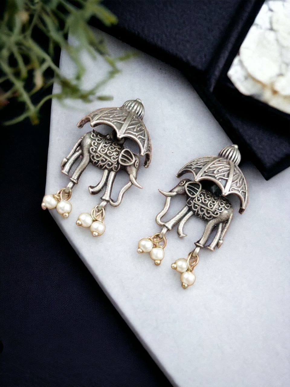 Antique Look Bollywood Style Elephant Stud Earrings