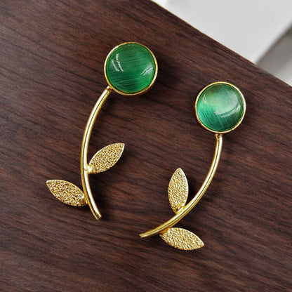 Flower Style Gold-Plated Contemporary Earrings