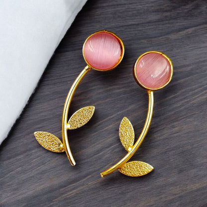 Flower Style Gold-Plated Contemporary Earrings