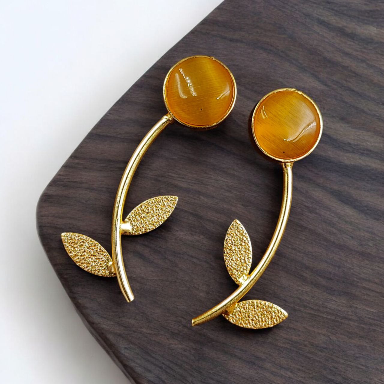 Flower Style Gold-Plated Contemporary Earrings