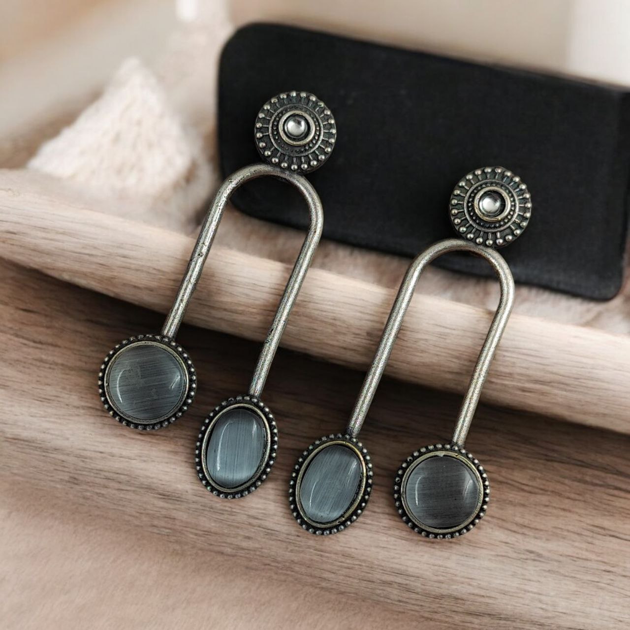 Silver Replica Stone Earrings | Monalisa Stone Studs